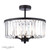 Elkwood 3 Light Black with Crystal Shade Semi Flush Ceiling Light