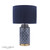 Knipton Blue Art Ceramic and Antique Brass with Blue Shade Table Lamp