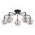 Feya 5 Light Matt Black with Organic Smoked Diffusers Semi Flush Ceiling Light