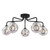 Dar Lighting Feya 5 Light Matt Black with Organic Smoked Diffusers Semi Flush Ceiling Light 
