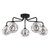 Dar Lighting Feya 5 Light Matt Black with Organic Smoked Diffusers Semi Flush Ceiling Light 
