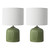 Gigi Green with White Shade Twin Pack Table Lamp