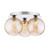 Dar Lighting Foley 3 Light Polished Chrome with Twisted Amber Diffusers Flush Ceiling Light 