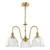 Hadano 3 Light Natural Brass and Clear Scalloped Bell Shades Pendant Light