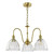 Dar Lighting Hadano 3 Light Natural Brass and Clear Scalloped Bell Shades Pendant Light 