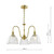 Dar Lighting Hadano 3 Light Natural Brass and Clear Scalloped Bell Shades Pendant Light 
