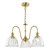 Dar Lighting Hadano 3 Light Natural Brass and Clear Scalloped Bell Shades Pendant Light 