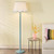 Spool Blue with Natural and Teal Shade Floor Lamp