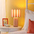 Dar Lighting Cicada Polished Chrome and Orange White Stripes Base and Shade Table Lamp 