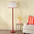 Dar Lighting Spool Red with Natural and Red Shade Floor Lamp 