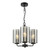 Dar Lighting Daylin 3 Light Satin Black with Smoked Ribbed Shades Pendant Light 