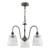 Hadano 3 Light Antique Chrome and Clear Ribbed Shades Pendant Light