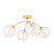 Izzy 4 Light Matt Gold with Twisted Amber Diffusers Semi Flush Ceiling Light