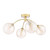 Dar Lighting Izzy 4 Light Matt Gold with Twisted Amber Diffusers Semi Flush Ceiling Light 