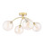 Dar Lighting Izzy 4 Light Matt Gold with Twisted Amber Diffusers Semi Flush Ceiling Light 