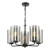 Daylin 5 Light Satin Black with Smoked Ribbed Shades Pendant Light