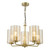 Dar Lighting Daylin 5 Light Satin Gold with Amber Ribbed Shades Pendant Light 
