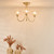 Cognac 3 Light Satin Gold with Champagne Ribbed Shades Semi Flush Ceiling Light