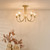 Cognac 5 Light Satin Gold with Champagne Ribbed Shades Semi Flush Ceiling Light
