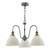 Hadano 3 Light Antique Chrome and White Domed Shades Pendant Light