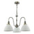 Hadano 3 Light Antique Chrome and White Domed Shades Pendant Light