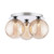Dar Lighting Foley 3 Light Polished Chrome with Amber Dimpled Diffusers Flush Ceiling Light 