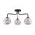 Dar Lighting Feya 3 Light Matt Black with Organic Smoked Diffusers Semi Flush Ceiling Light 