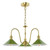 Hadano 3 Light Natural Brass and Matt Green Shades Pendant Light