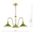 Hadano 3 Light Natural Brass and Matt Green Shades Pendant Light