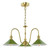 Dar Lighting Hadano 3 Light Natural Brass and Matt Green Shades Pendant Light 