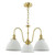 Hadano 3 Light Natural Brass and White Domed Shades Pendant Light