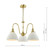 Hadano 3 Light Natural Brass and White Domed Shades Pendant Light