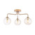 Dar Lighting Feya 3 Light Antique Bronze with Twisted Amber Diffusers Semi Flush Ceiling Light 