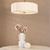 Noura 3 Light Antique Bronze with Ivory Shaded Pendant Light