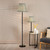 Dar Lighting Siyanda Satin Black with Green Shade Floor Lamp 