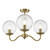 Dar Lighting Jocelyn 3 Light Natural Brass with Clear Diffusers Semi Flush Ceiling Light 
