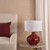 Dar Lighting Amrita Ceramic Red and Antique Brass With White Shade Table Lamp 