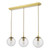 Jocelyn 3 Light Natural Brass with Clear Diffusers Bar Pendant Light