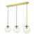 Dar Lighting Jocelyn 3 Light Natural Brass with Clear Diffusers Bar Pendant Light 