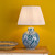Dar Lighting Dakari Blue and Antique Brass With Ivory Shade Table Lamp 