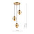 Dar Lighting Ophira 3 Light Antique Gold with Amber Ribbed Diffusers Cluster Pendant Light 