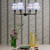 Dar Lighting Padme 4 Light Matt Black with Blue Shades Pendant Light 