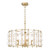 Dar Lighting Yuridia 4 Light Satin Gold and Clear Ribbed Glass Pendant Light 