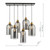 Alma 6 Light Matt Black and Brass with Smoked Glass Shades Bar Pendant