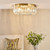 Dar Lighting Sigourney 6 Light Satin Gold and Clear Crystal Flush Ceiling Light 