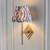 Endon Lighting Diamond Tall Brass Patina with Pearl Grey Ikat Shade 20cm Wall Light 
