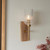 Endon Lighting Grove Stained Beechwood with Clear Ribbed Diffuser Wall Light 