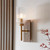 Endon Lighting Grove Stained Beechwood with Clear Ribbed Diffuser Wall Light 