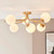 Endon Lighting Aaron 6 Light Brushed Aged Brass with Matt Opal Spheres Semi Flush Ceiling Light 