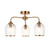 Ashcroft 3 Light Brushed Aged Brass with Clear Shades Semi Flush Ceiling Light